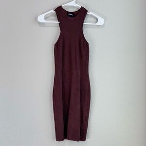 Express Brown Knit Mini Bodycon Dress